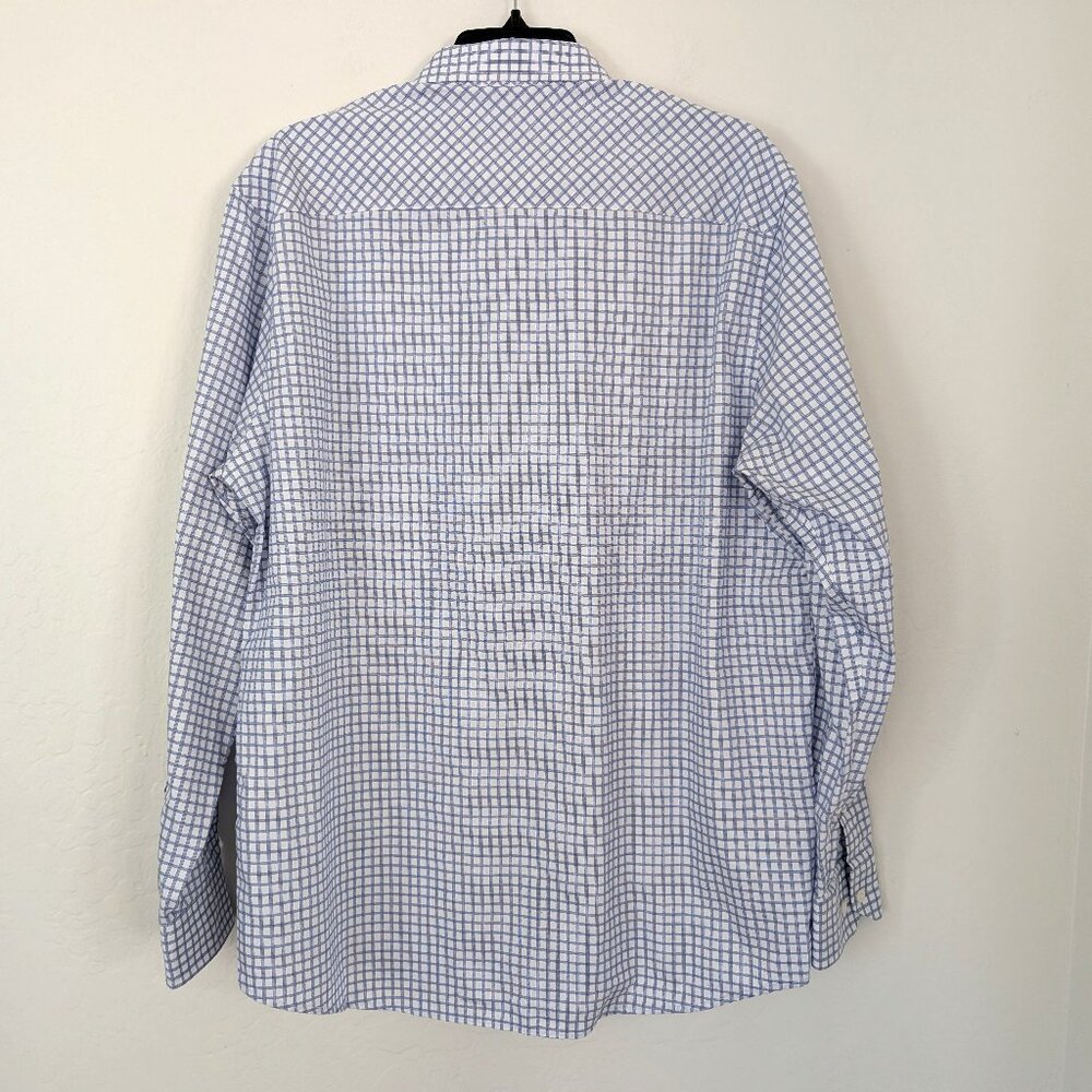 JOHNSTON & MURPHY Shirt Men's L XC4 Blue Plaid Extreme Comfort Long Sleeve - Picture 3 of 13